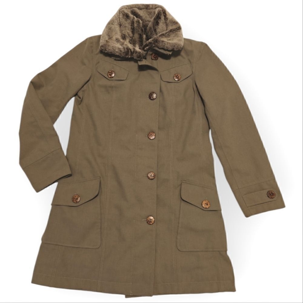 La Fuma Women's Medium Jacket Button down Zip fur Collar Canada